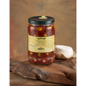 Červené pikantní papričky s ricottou a kapary 1700 gr.