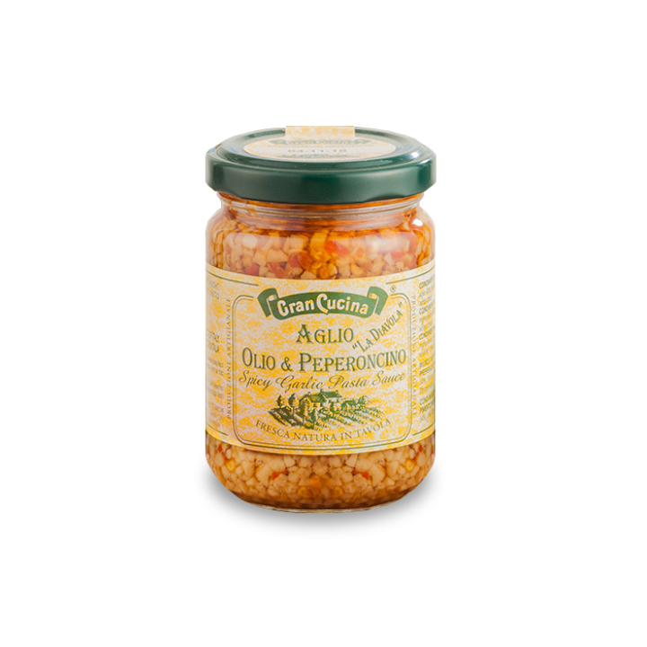 Česnek, olivový olej a chilli papričky 130g
