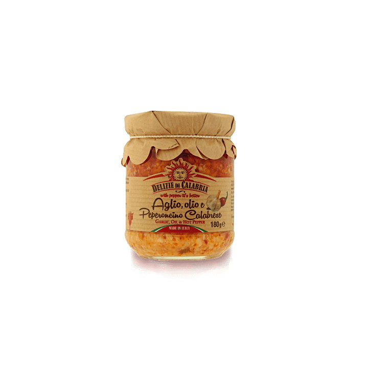 Česnek a kalábrijské chilli v oleji 180g