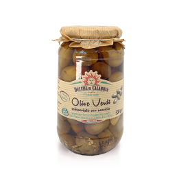 Drcené zelené olivy s peckou 530g